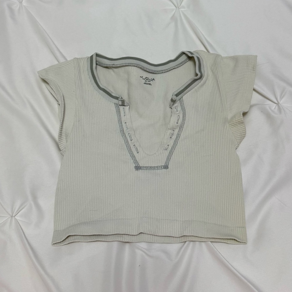 Urban Outfitters Go For Gold Cream and Gray Crop Top